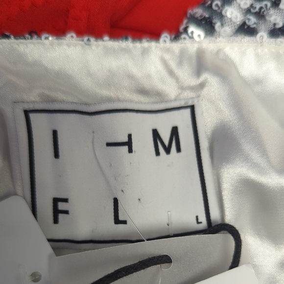 00739 NEW ITMFL Bercot Zebra Sequins Dress Black White Size Large evening party - Picture 8 of 12